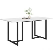 Arturesthome - Table à manger moderne en marbre, pieds en l, pieds réglables, blanc noir