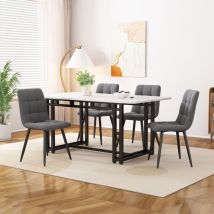 Redom - Ensemble table à manger, avec 4 chaises, 120 x 70 cm, chaises en tissu gris foncé, pieds en fer noir