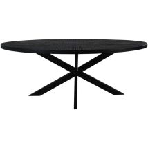 Hsm Collection - Table À Manger Ovale 160 Cm En Manguier Recyclé Noir Et Métal - Bergal