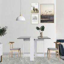 Hofuton Table Pliante avec 2 Abattants, en Panneaux de Particules Melaminés, 1037673.4cm, Décor béton et blanc