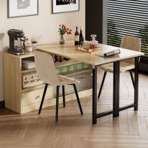 Tonchean - Table à manger pliante extensible avec espace de rangement, table à manger mobile moderne, table à manger pliante, table à manger avec