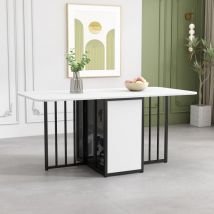 Table à manger pliante, Table de salle à manger extensible, avec tiroirs, en 3 formes (blanc + noir)
