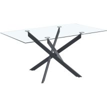 Homy France - Table Repas jessica verre 150x90 cm 4 à 6 couverts