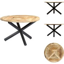 Table à manger Rond 120x76 cm Bois de manguier massif - Table à Manger Ronde - Table à Manger Bois - Table à Manger Manguier - Meubles Salle à Manger