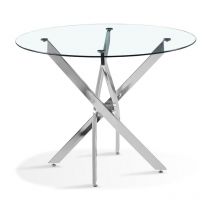 Table à manger ronde 100cm design en verre - Orion