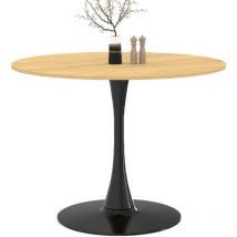 Idmarket - Table à manger ronde dalia 4 personnes pieds tulipe bois et noir 100 cm