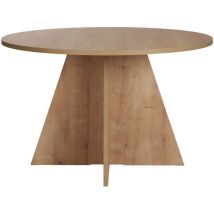 Table À Manger 6 Places Ronde 120x120x75 Cm Décor Chêne - Ova