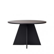 Table À Manger 6 Places Ronde 120x120x75 Cm Décor Noir - Ova