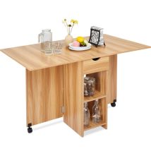 Mondeer – Table Pliante Extensible 1 À 2 Personnes – Déployable Pour 4 À 6 Personnes – Panneaux Écologiques E1 – Roues Pivotantes 360°