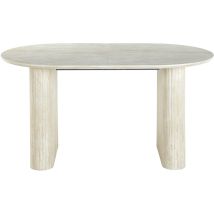 Table à manger, table de repas ovale extensible en bois coloris Travertin - Longueur 150-230 x profondeur 90 x hauteur 75 cm