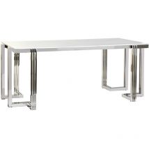Dkd Home Decor - Table Acier Verre 180X90X76 Imitation Marbre