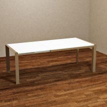Toscohome - Table à rallonge avec structure gris colombe et plateau blanc 130x80 cm - Golia