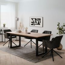 Toscohome - Table à rallonge chêne et anthracite 200x90x75H cm - Manlio