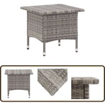 Table à thé Gris 50x50x47 cm Résine tressée - Table De Jardin - Table Extérieure - Table Ronde - Table Résinées Tressée - Mobilier De Jardin