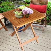 Harms - Table de bistrot extérieure bois acacia huilé marron jardin balcon terrasse meubles angulaire pliable