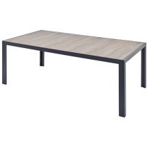 Concept-usine - lagos - Table Aluminium et plateau effet bois 10 personnes