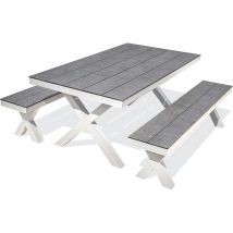 ANNECY - Table de jardin en aluminium et plateau HPL effet pierre - PARIS GARDEN