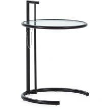 Fijalo - Table d'Appoint Extensible 52x52x71/98 Verre/Métal Noir