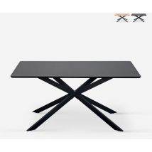 Table avec pieds croisés design 160x90 en bois et métal Shaila - Noir