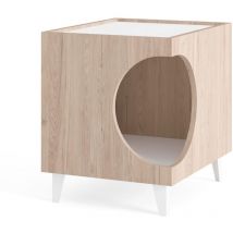 Wellhome - Table avec trou pour animaux de compagnie en couleur bois 50x40x40cm