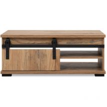 Les Tendances - calicosy - Table Basse avec Porte Coulissante L100 cm - manzano