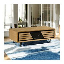 Table basse 1 tiroir chêne blanc décor graphique ESSEN