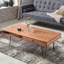 13casa - Table basse 1 tiroir et 1 niche en bois d'acacia naturel