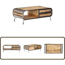 Vidaxl - Table basse 100x50x35 cm Bois de manguier massif - Table Basse Industrielle - Table Basse Bois Massif - Table Basse Rangement Tiroir