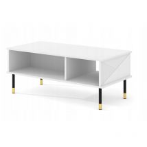 Table basse 110x55 cm fraisée sur pieds Blanc Mat WODUN
