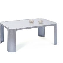 Table Basse 110x70x45 Cm En Métal Argenté