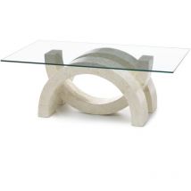 Olimpia - Table basse (120 x 70 - Transparent) en verre trempé beige