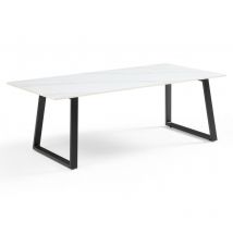 Table basse 120x60 cm céramique blanc marbré pieds luge - NEVADA 02