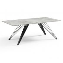 Table basse 120x60 cm céramique gris marbré laqué pieds filaires - dakota 01