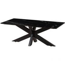 Table basse 120x60 marbre noir / pied central en fer noir BARCELONA 414