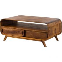 Table basse en bois de Sheesham 120x70x50 marron clair laqué mailand 131