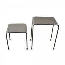 Dezenco - Table basse fait main en metal 2 tables gigognes oli 40x55 gris