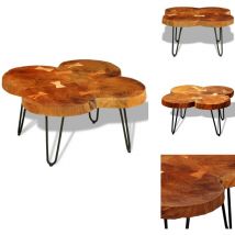 Vidaxl - Table basse 35 cm 4 troncs Bois - Table Basse - Meuble Salon - Table D'appoint - Table Ronde - Style Exotique