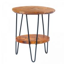 Table basse fait main en fer motif floral eco 50x50 clair et brillant