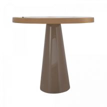 Table basse fait main en fer motif contemporain eta 51x51 taupe et or
