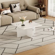 Table basse 81.1x81.1x40cm - table basse diy, plateau de table brillant, combinaison libre - blanc