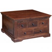 Massivmoebel24 - Table basse 90x90 Acacia laqué Nougat oxford 320