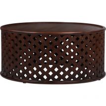 Table Basse Ronde, ø 100 x 45 cm, Naturelle, Unique, Fabriqué à la Main, en Bois de Manguier Durable, Design Vintage, Table d'Appoint de Salon, Bout