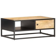 Torana - Table basse à porte sculptée 90x55x36 cm Bois de manguier brut