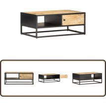 Table basse à porte sculptée 90x55x36 cm Bois de manguier brut - Table Basse Industrielle - Table Basse Design - Table Basse Bois - Table Basse
