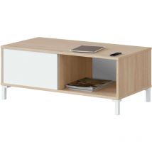 Table basse fixe Brooklyn en chêne canadien et blanc Artik Style nordique salon salle à manger 40x50x50 cm