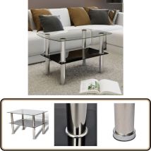 Vidaxl - Table basse avec 2 étagères Verre - Table Basse - Meuble Salon - Table D'appoint - Table à Deux Niveaux - Table En Verre