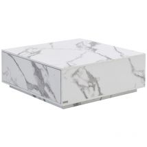 Table basse avec 2 tiroirs en mdf - Effet marbre blanc - antrim de Pascal Morabito