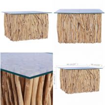 Vidaxl - Table basse avec dessus en verre 66x66x40cm Bois de teck massif - Table Basse - Table D'appoint - Meubles Design - Mobilier Intérieur - Bois