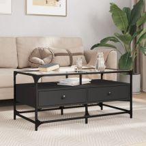 Torana - Table basse avec dessus en verre noir 98,5x50x45 cm acier
