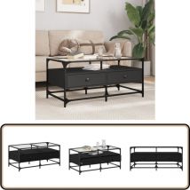 Vidaxl - Table basse avec dessus en verre noir 98,5x50x45 cm acier - Table Basse - Meuble Salon - Table D'appoint - Table Design - Table En Verre